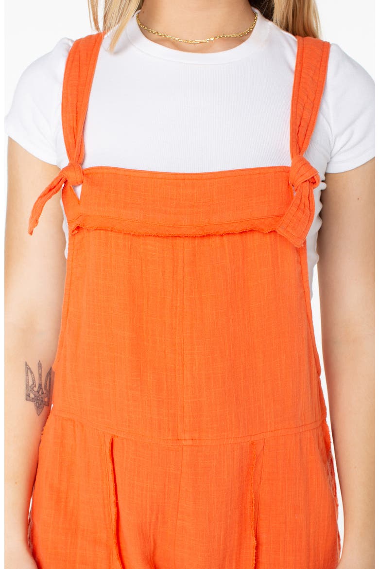 Sundown Dive Cotton Gauze Short Overalls, Alternate, color, TIGERLILY SOLID