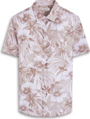 Bugatchi Orson Trim Fit Floral Short Sleeve Stretch Cotton Button-Up Shirt