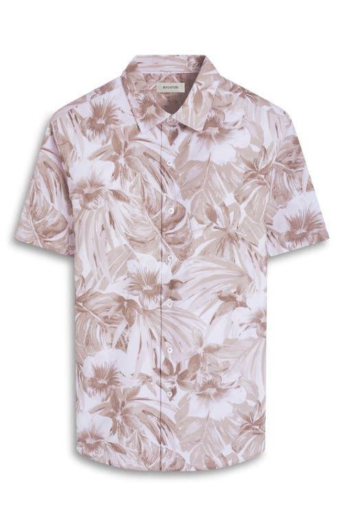 Bugatchi Orson Trim Fit Floral Short Sleeve Stretch Cotton Button-up Shirt