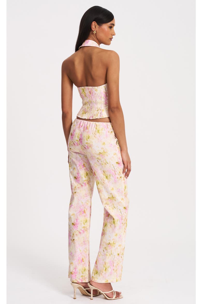 Laureen Floral Linen Straight Pants, Alternate, color, Pink Floral