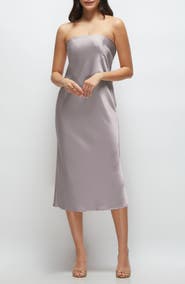 After Six Strapless Charmeuse Midi Cocktail Dress
