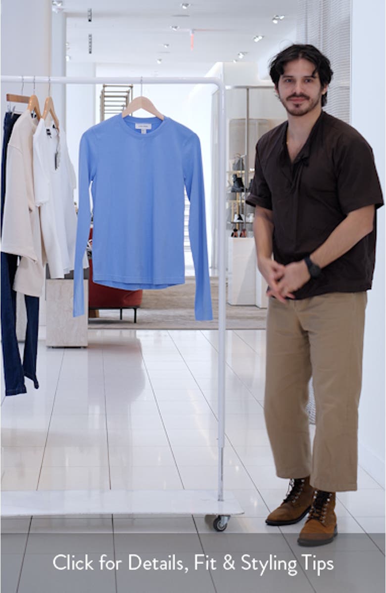 Crewneck Long Sleeve Stretch Cotton Top, sales video thumbnail