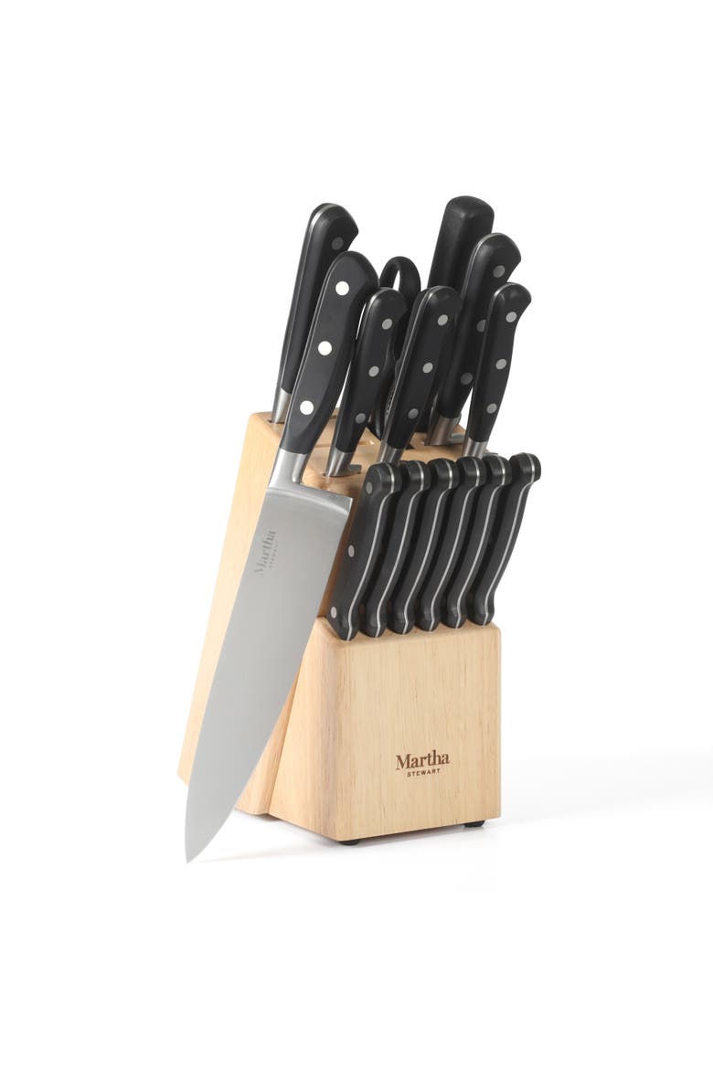 Carverton 15-Piece High-Carbon Stainless Steel Knife Block Set, Main, color, Black