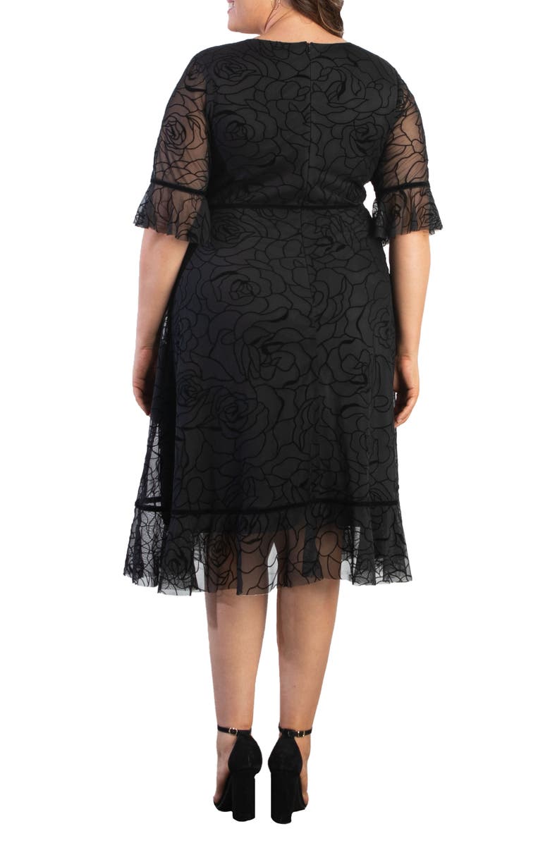 Kiyonna Francesca Mesh Cocktail Dress, Alternate, color, Midnight Rose Garden