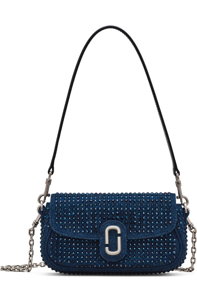 Marc Jacobs The Clover Crystal Embellished Denim Shoulder Bag, Main, color,