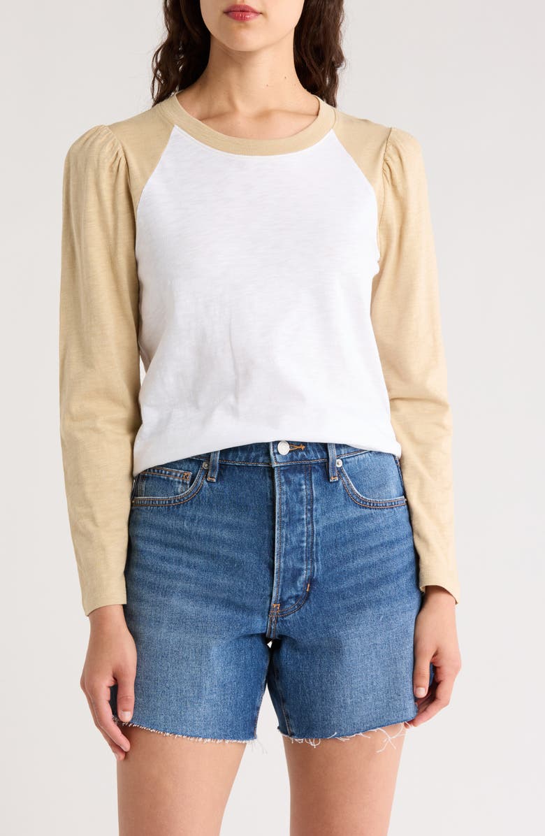 Veronica Beard Mason Colorblock Long Sleeve Cotton Baseball T-Shirt, Main, color, 