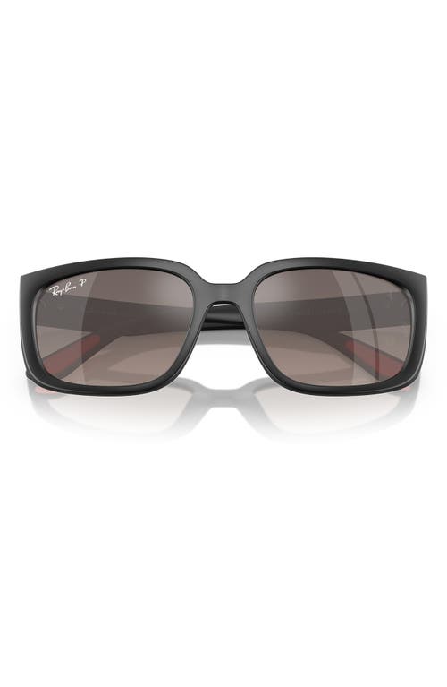 Ray Ban Ray-ban X Scuderia Ferrari 57mm Chromance Polarized Square Sunglasses In Matte Black