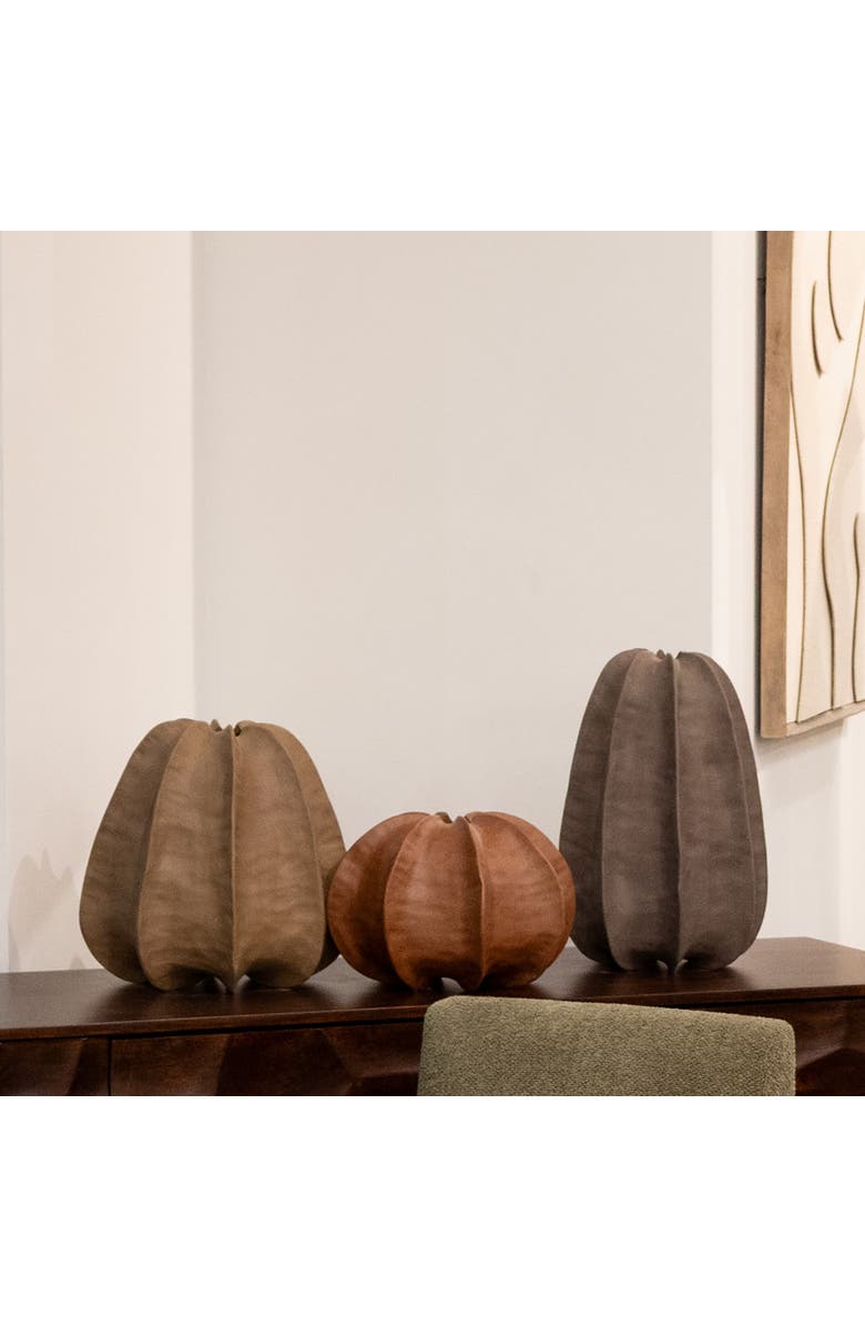 Dovetail Furniture Calista Ribbed Terracotta Decorative Vase, Alternate, color, Brown