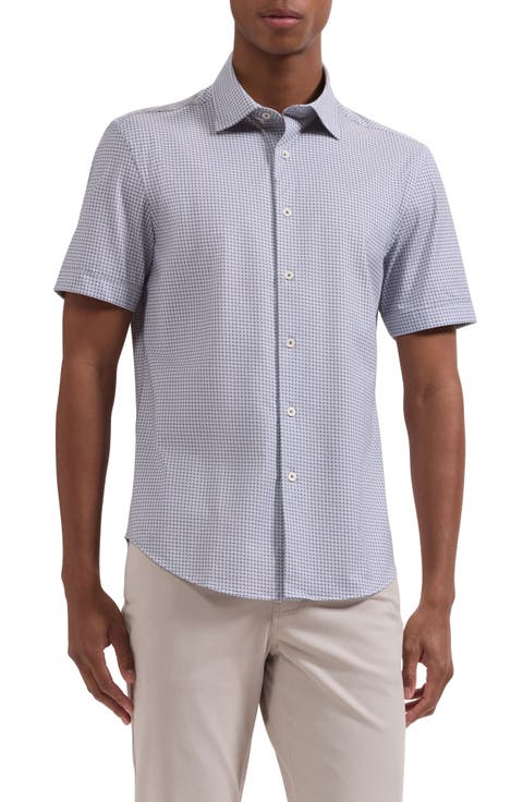 Miles OoohCotton® Neat Dot Print Short Sleeve Button-Up Shirt