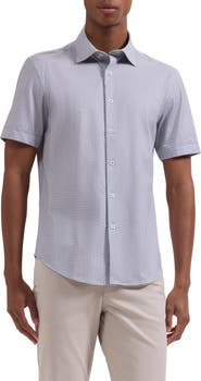 Bugatchi Miles OoohCotton® Neat Dot Print Short Sleeve Button-Up Shirt