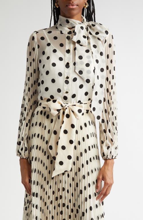 ZIMMERMANN ZIMMERMANN POLKA DOT CHIFFON TIE NECK BLOUSE