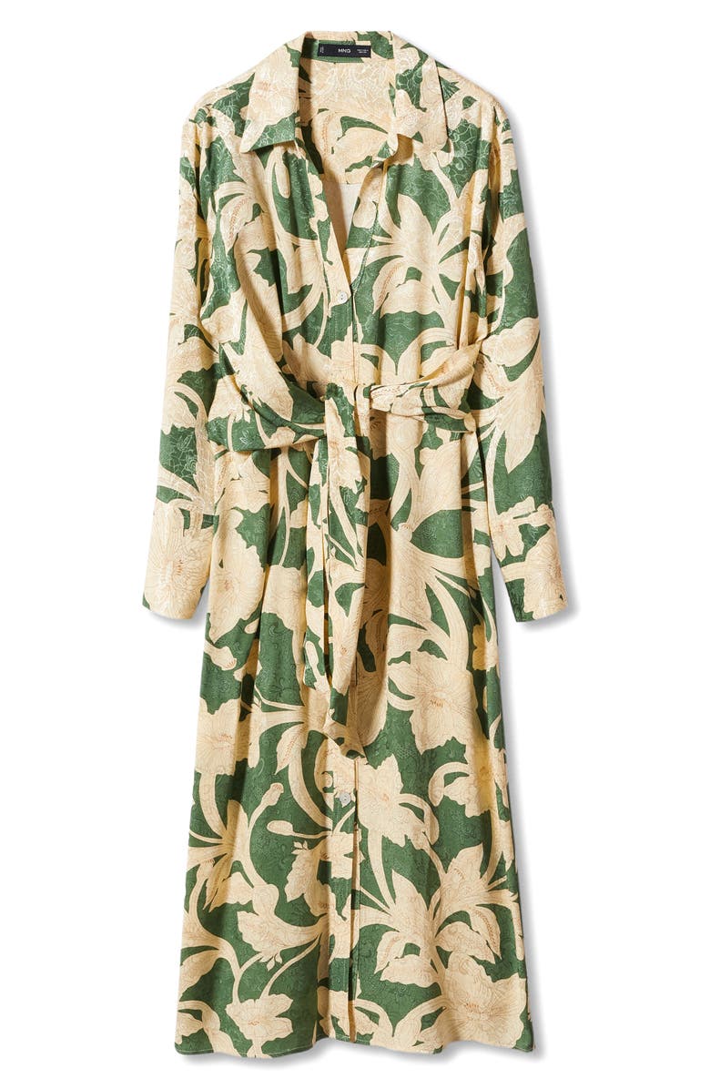 MANGO Floral Jacquard Long Sleeve Shirtdress, Alternate, color, 