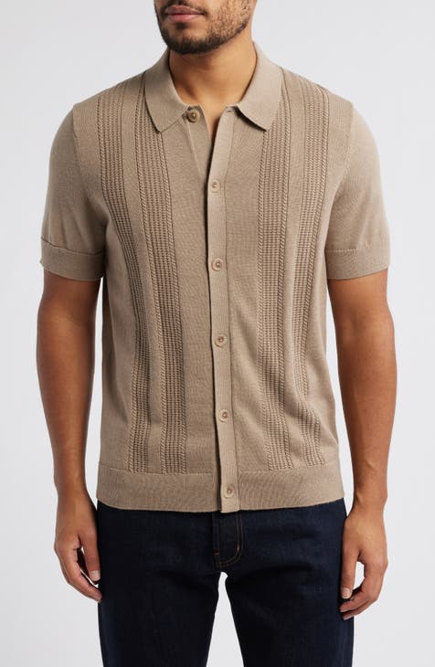 St. high quality John Sport wool/cashmere/silk blend light brown short sleeve knit sweater