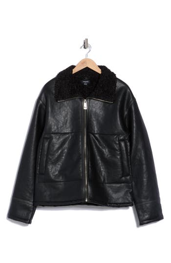 Noize Faux Leather Short Jacket In Black