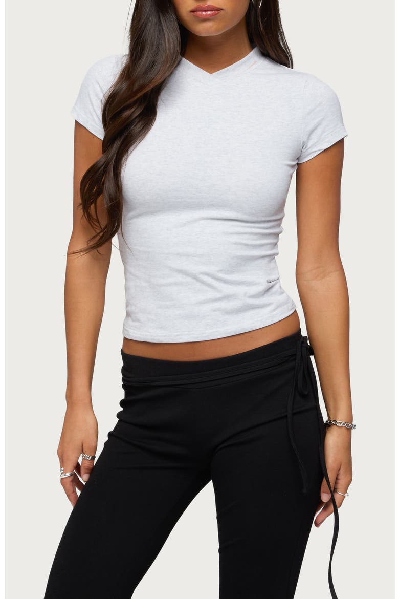 Aire High V-Neck Stretch Cotton T-Shirt, Main, color, GRAY-MELANGE