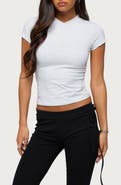 EDIKTED Aire High V-Neck Stretch Cotton T-Shirt