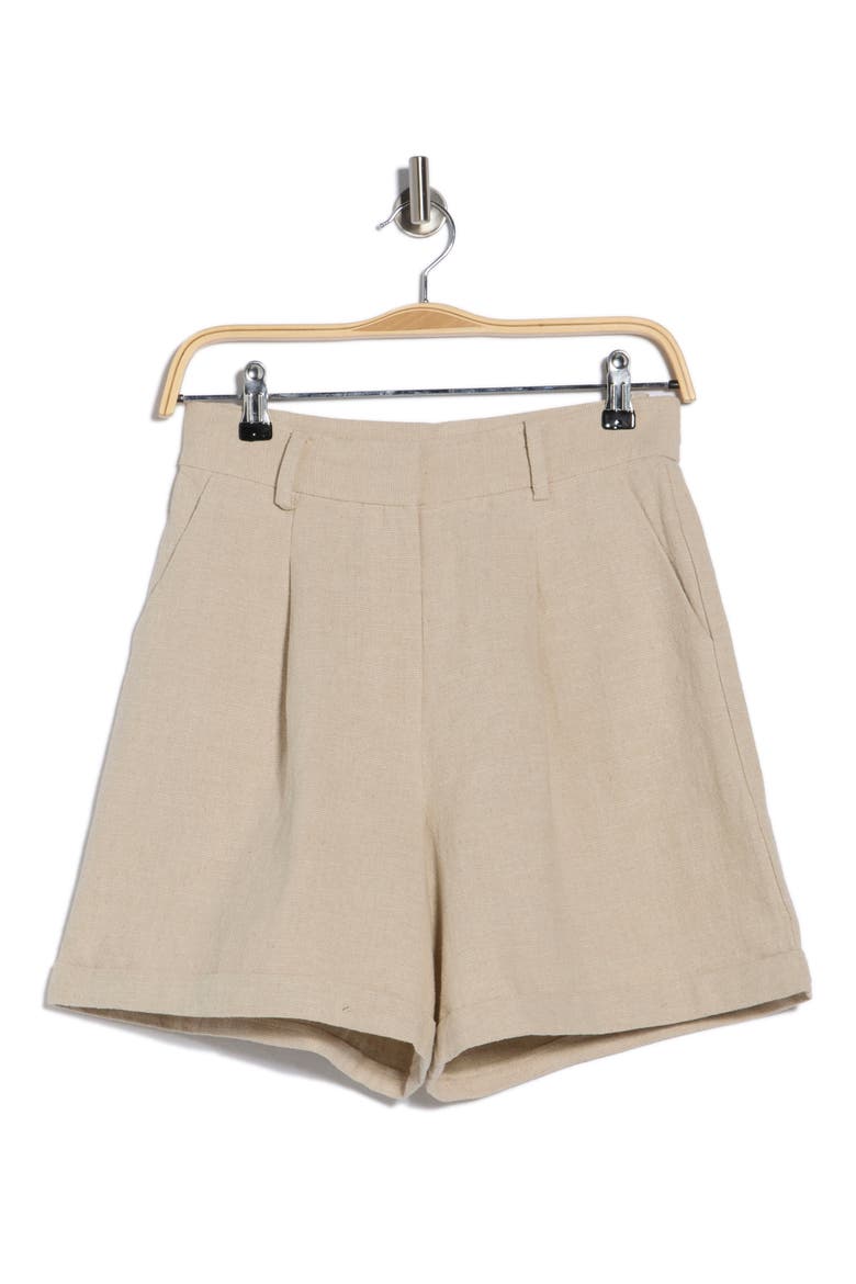 Coraline Woven Linen Blend Shorts, Alternate, color, BEIGE