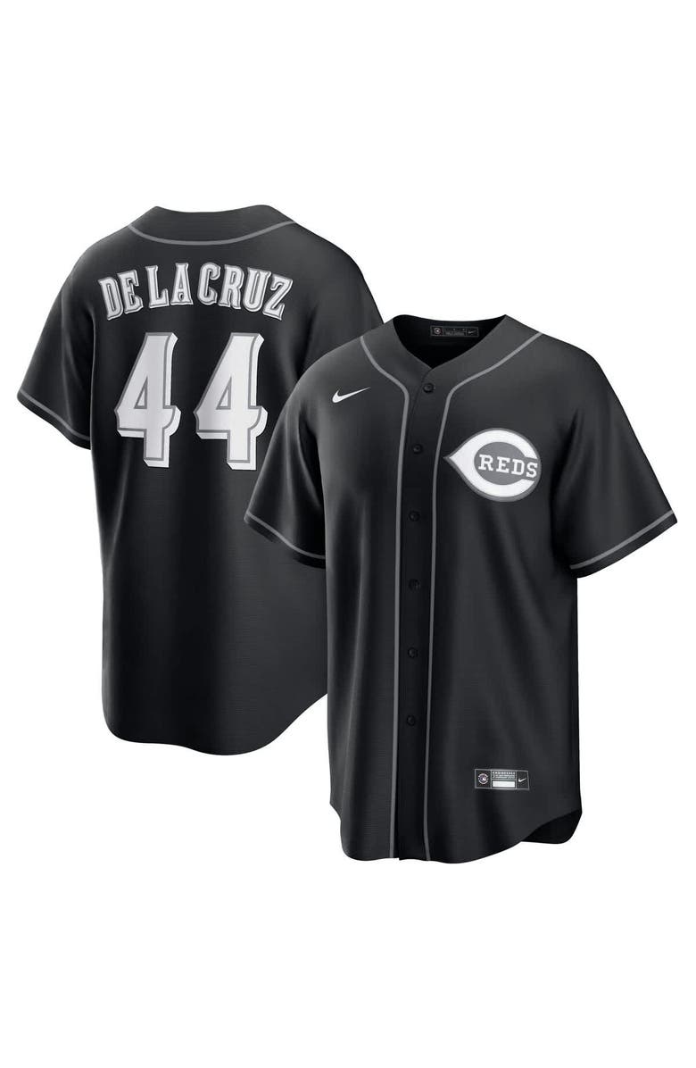 Nike Men's Nike Elly De La Cruz Black Cincinnati Reds Lights Out Replica Player Jersey, Main, color, Black