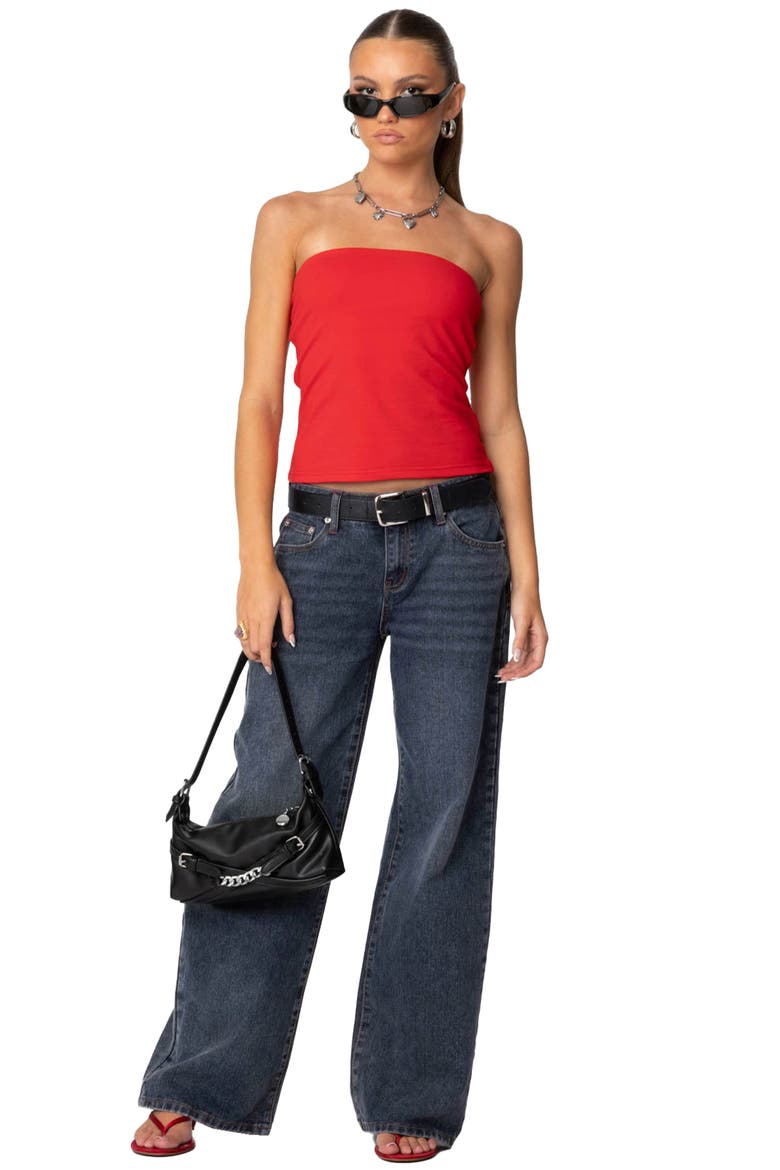 Stretch Cotton Tube Top, Alternate, color, RED