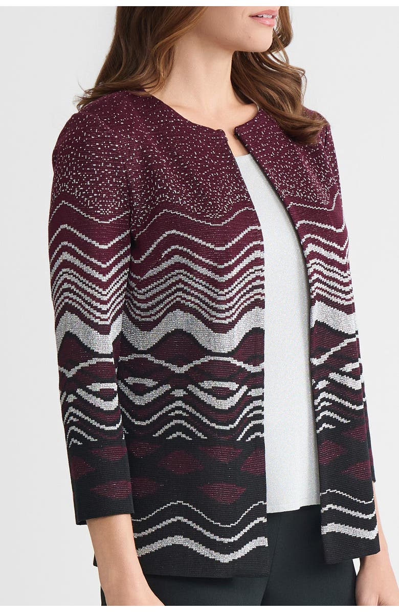 Ming Wang Heritage Lurex Landscape Jacquard Knit Jacket, Alternate, color, Midnight Violet/Black/Silver