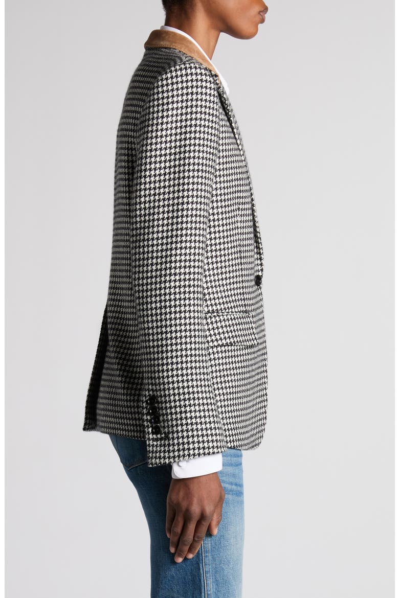Cashmere Houndstooth Boyfriend Jacket, Alternate, color, BLACK/ WHITE