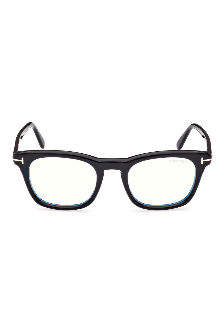 50mm Square Blue Light Blocking Glasses, Main, color, SHINY BLACK