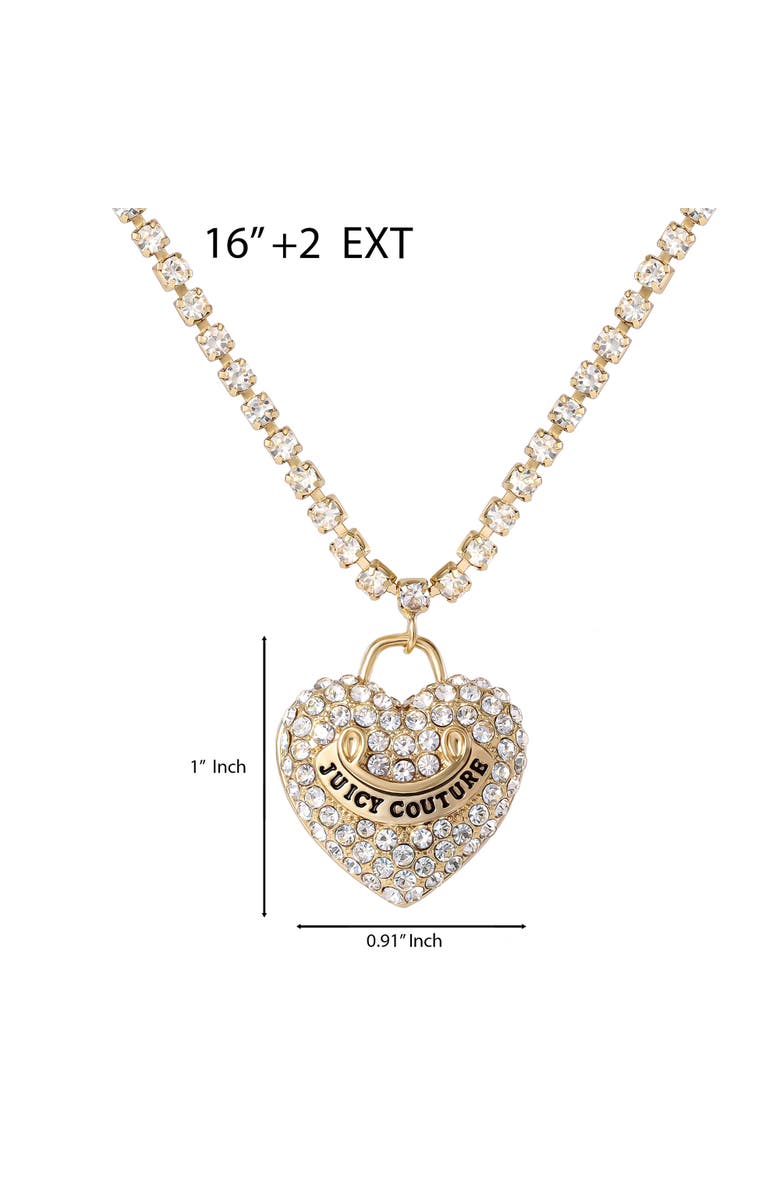 Juicy Couture Pavé Heart Cyrstal Chain Pendant Necklace, Alternate, color, 