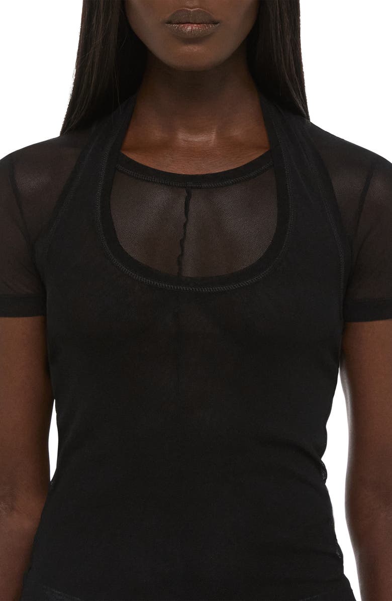 Helmut Lang Layered Mesh Top, Alternate, color, Black