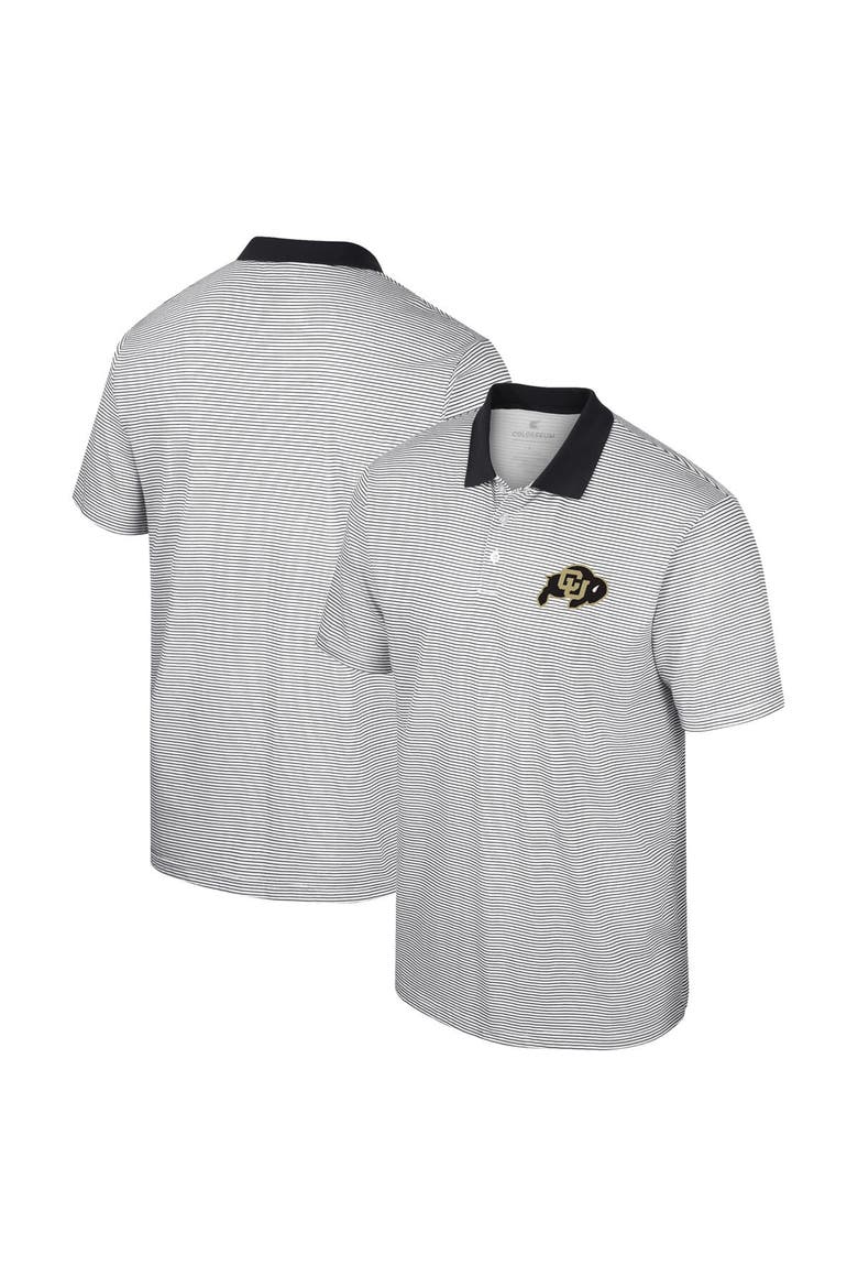 Men's Colosseum White/Black Colorado Buffaloes Print Stripe Polo, Main, color, White
