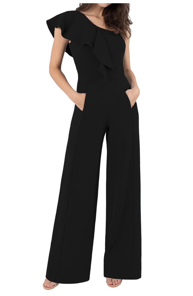 Black Halo Kallan One-Shoulder Jumpsuit, Main, color,