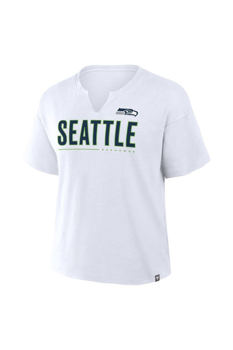 Women's Fanatics White Seattle Seahawks Redzone Slub Boxy T-Shirt, Alternate, color, White