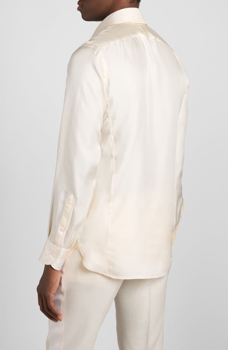 TOM FORD Slim Fit Washed Silk Button-Up Shirt, Alternate, color, Ivory