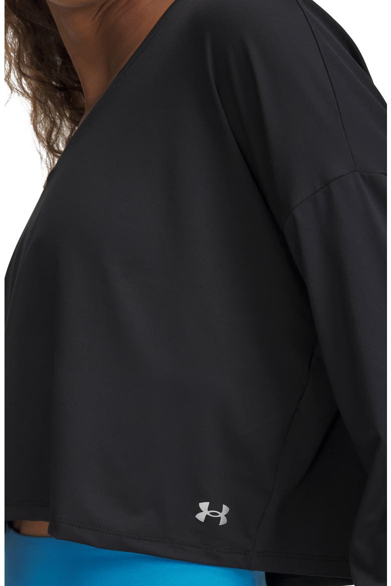 Movement Performance V-Neck Long Sleeve Cropped T-Shirt, Alternate, color, BLK