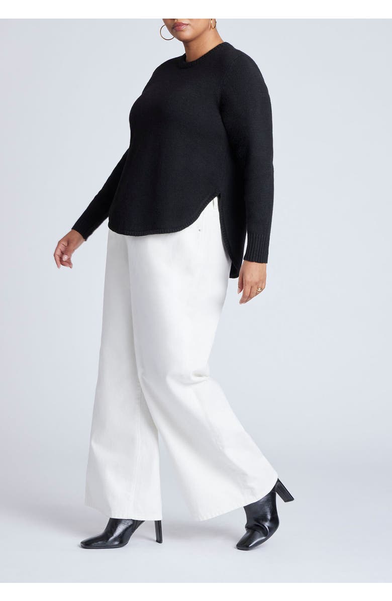 ELOQUII Scoop Hem Sweater, Alternate, color, Black