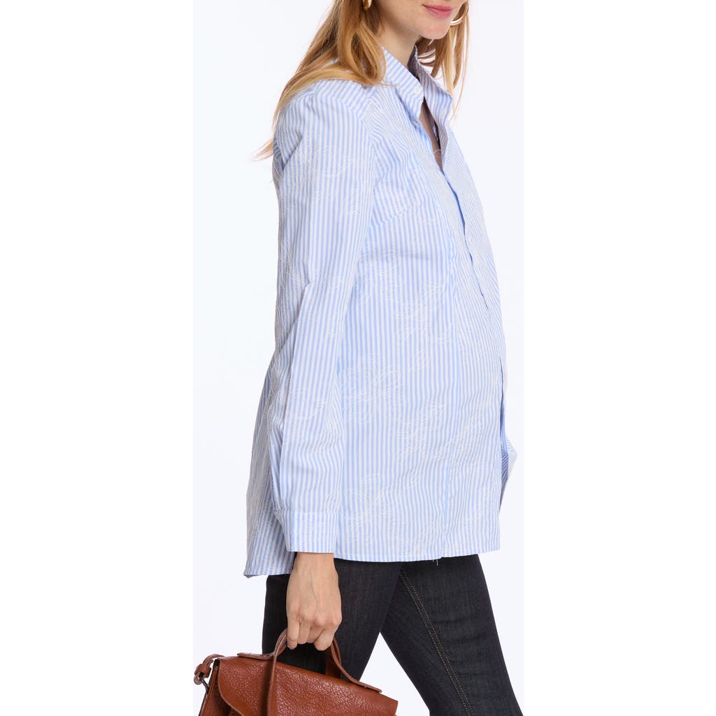 Cache Coeur Camille Maternity And Nursing Shirt In Blue