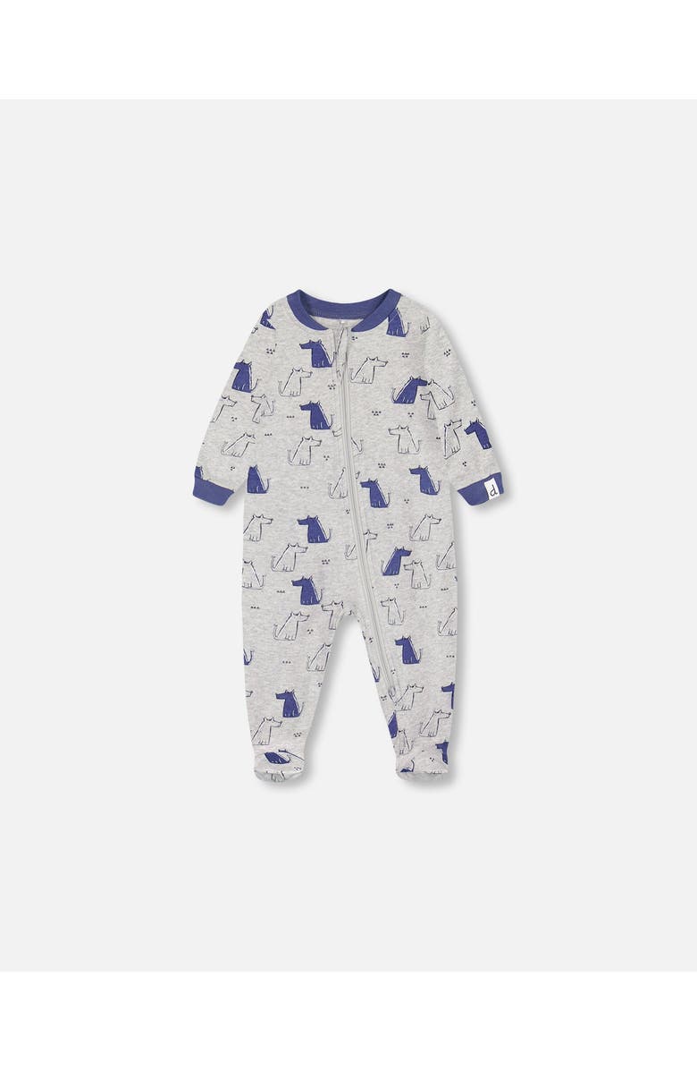 Deux par Deux Baby Boy's Organic Cotton One Piece Pajama Grey Mix Printed Dogs, Main, color, 