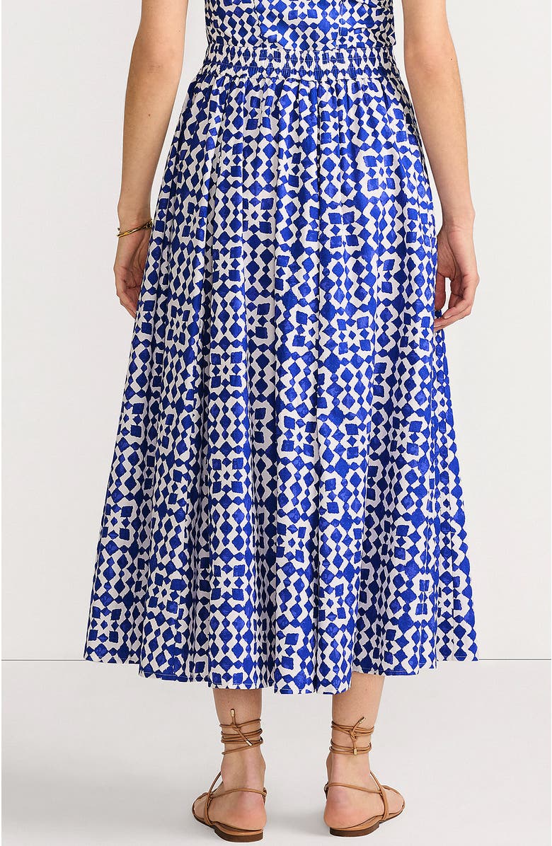 Lands' End Poplin Godet Maxi Skirt, Alternate, color, Blue Breeze Painted Geo