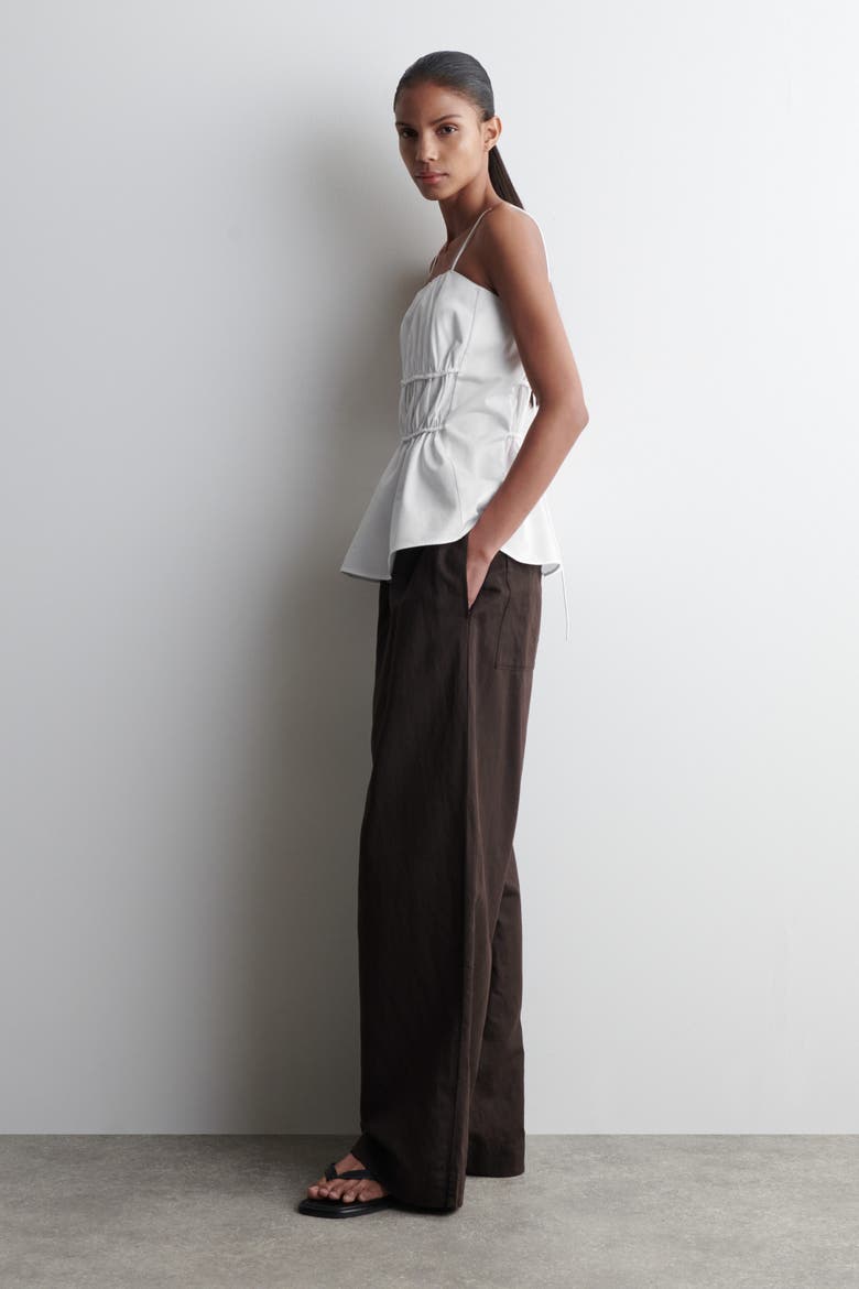Gathered Cotton Top, Alternate, color, WHITE