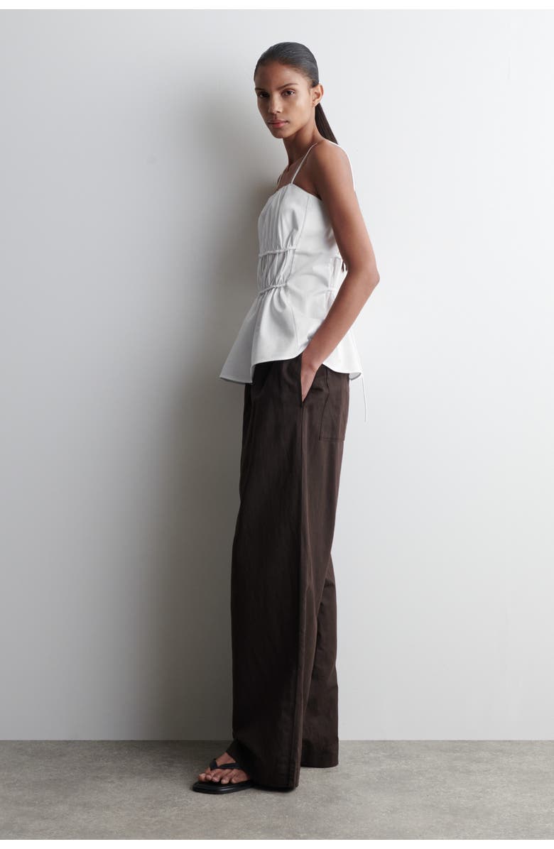 COS Gathered Cotton Peplum Top, Alternate, color, White