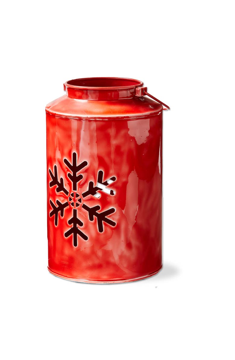 tag Large Red Snowflake Lantern - Christmas Candle Holder Decor, Main, color, Red