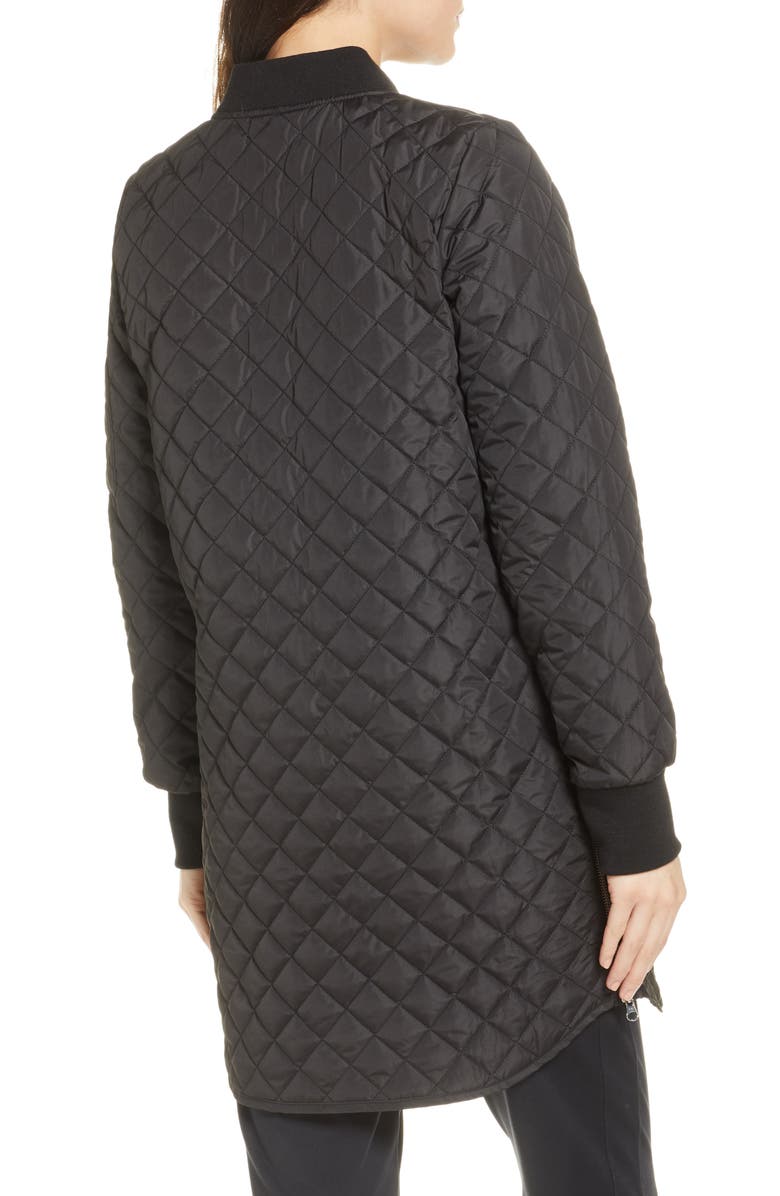 Zella Longline Water Resistant Quilted Bomber Jacket, Alternate, color,