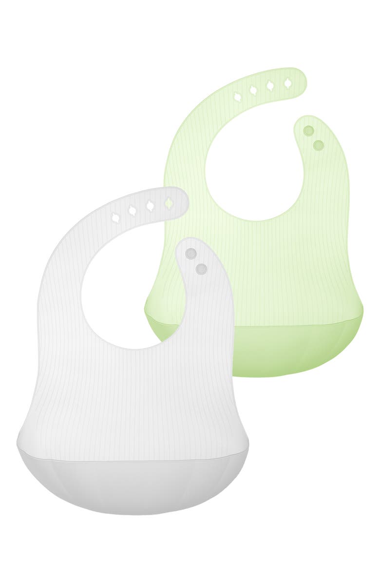 Olababy 2-Pack Silicone Bibs, Main, color, Pearl/ Kiwi
