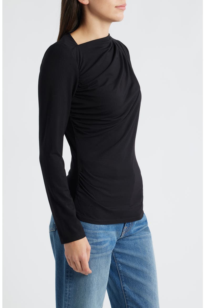Asymmetric Boat Neck Top, Alternate, color, BLACK