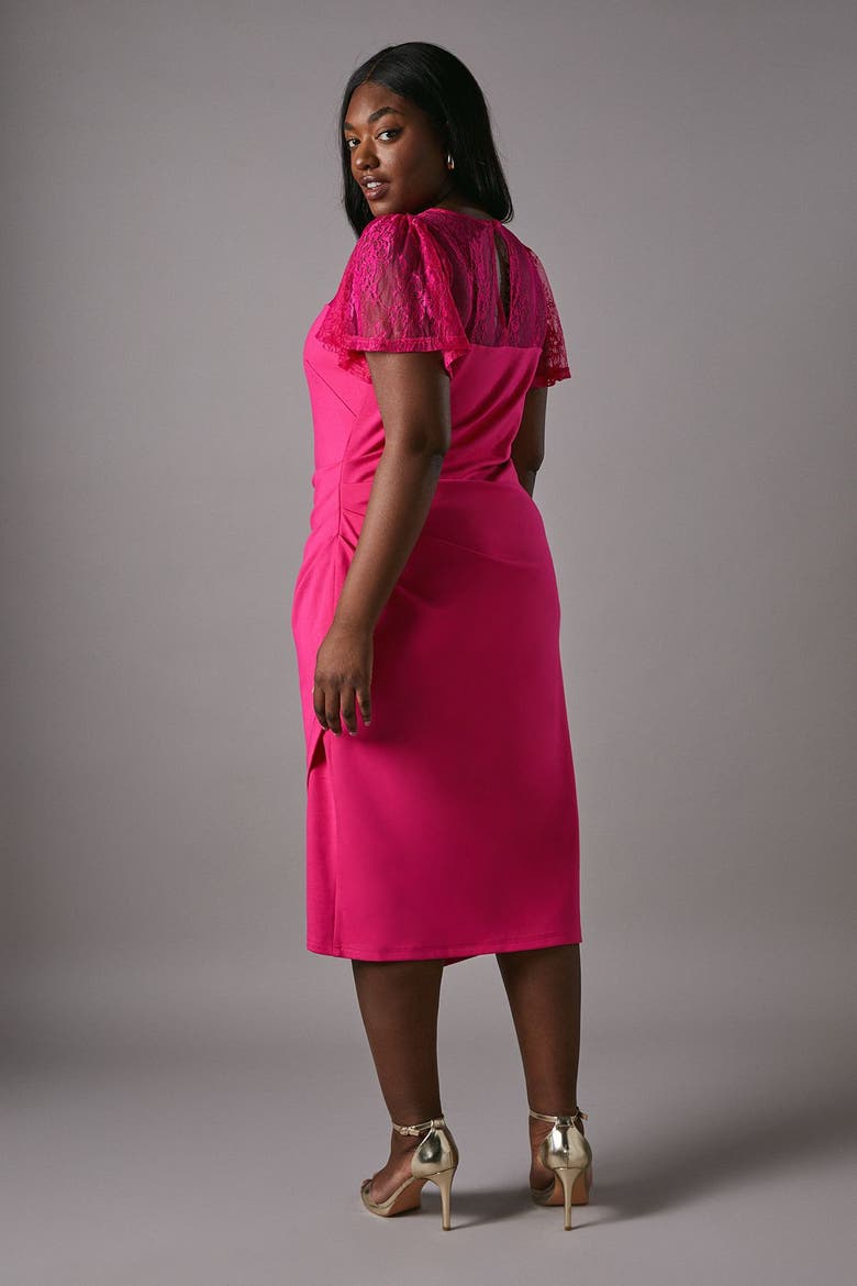 Plus Lace Panel Midi Dress, Alternate, color, Pink