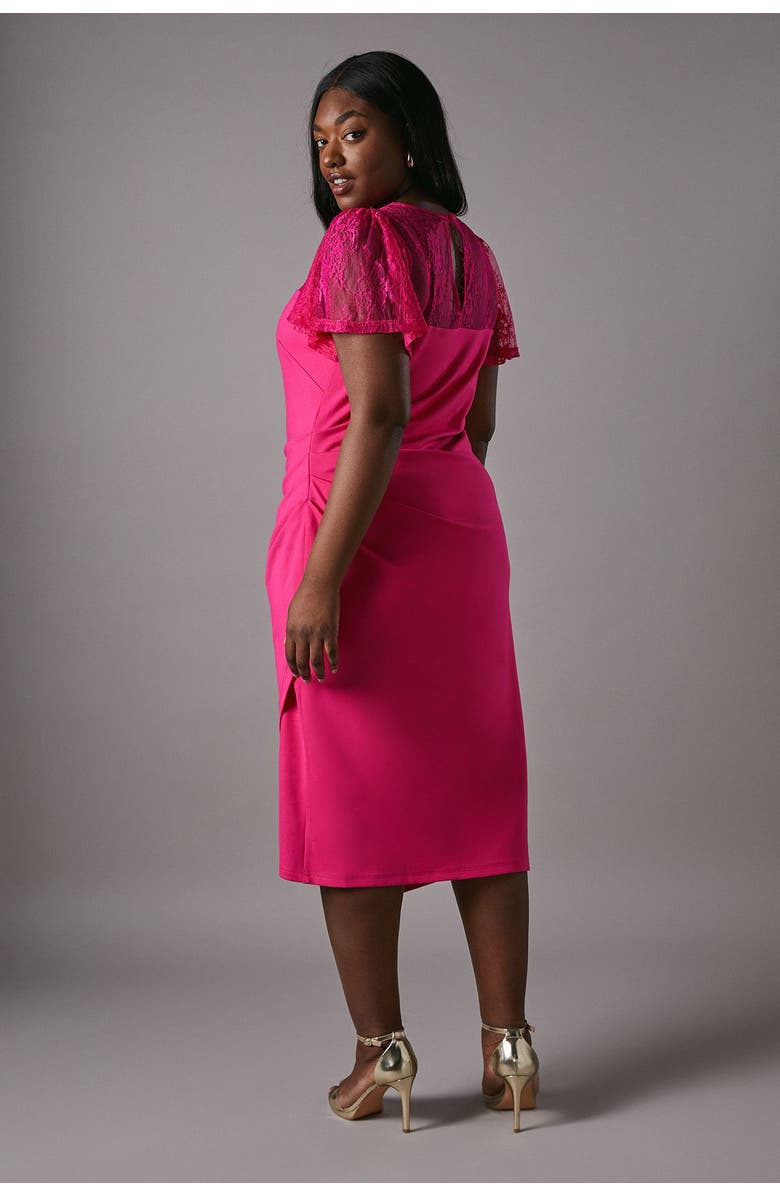 Coast Plus Lace Panel Midi Dress, Alternate, color, Pink