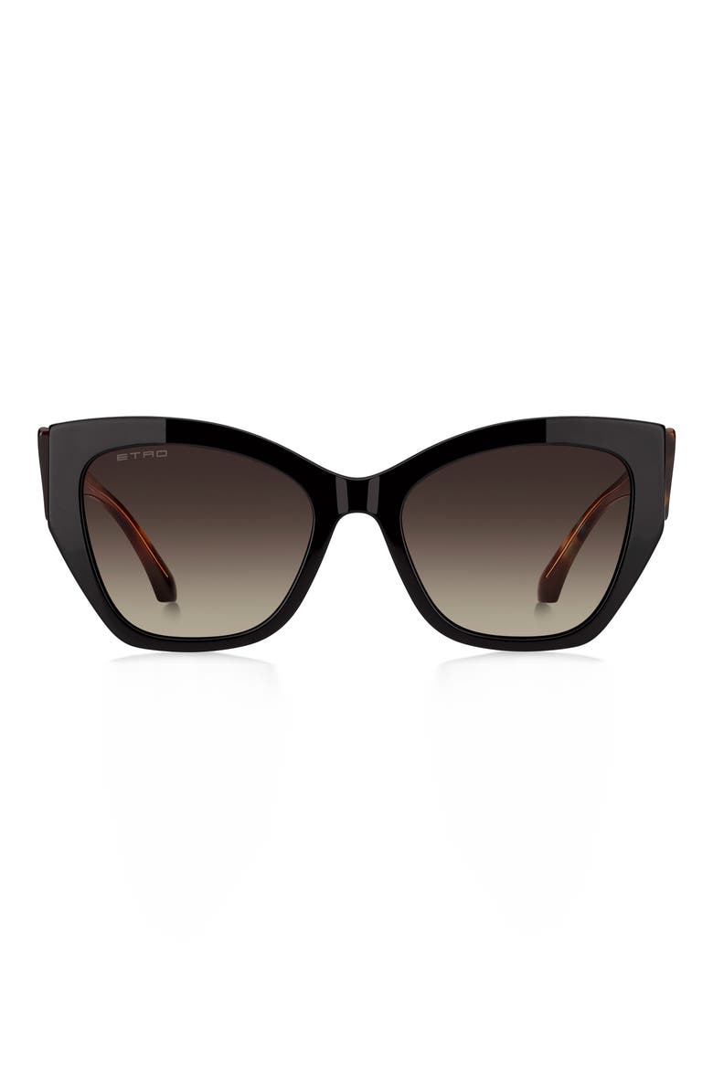 0143/S 55mm Gradient Cat Eye Sunglasses, Main, color, BLACK GREEN HAVANA/ BROWN SF