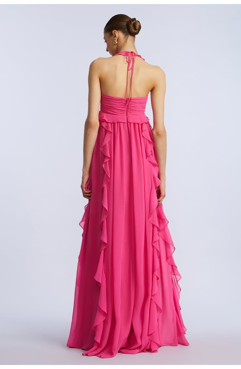 BCBGMAXAZRIA Ruffle Chiffon Gown, Alternate, color, Fuchsia Purple