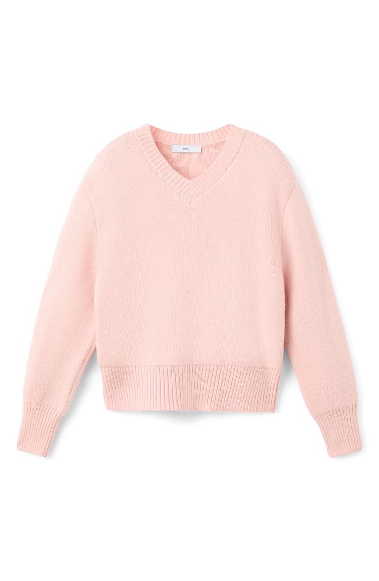 MANGO V-Neck Sweater, Alternate, color, Pastel Pink