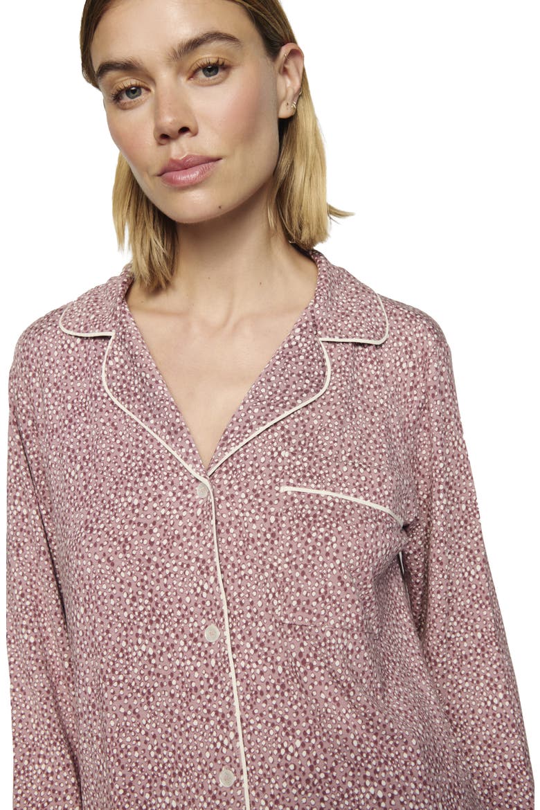 Gisele Printed Long Pajamas, Alternate, color, ANIMAL INSTINCT WOOD