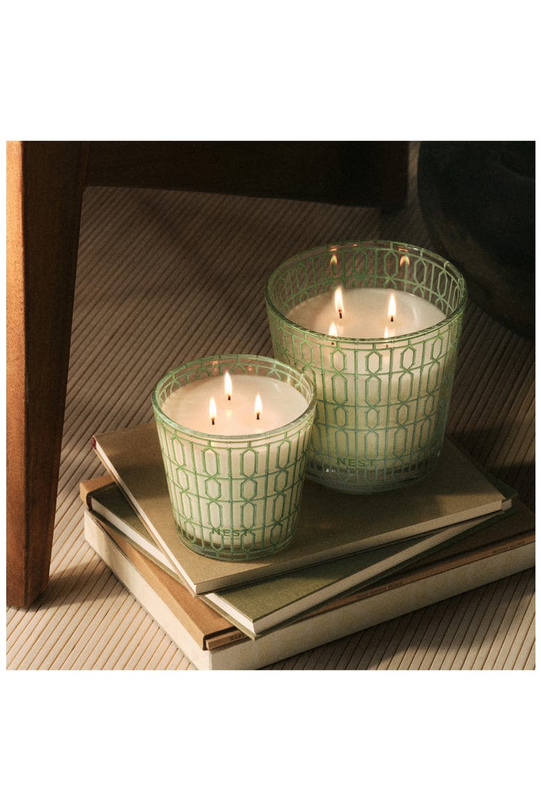 Bamboo Decorative 3-Wick Candle, Alternate, color, GREEN